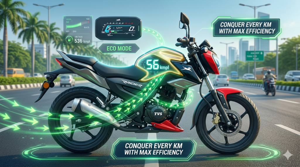 TVS Raider 125 2026 mileage and features in Hind