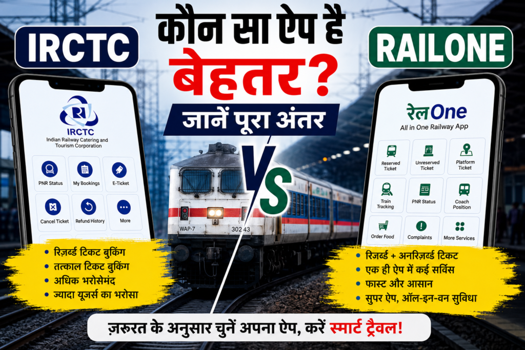 RailOne vs IRCTC difference